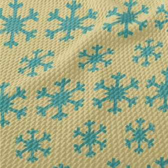 Blue Snowflake Pattern Birdseye Piqué