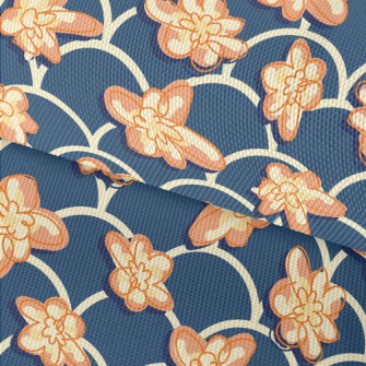 Hand Drawn Flowers And Waves Waterproof Oxford