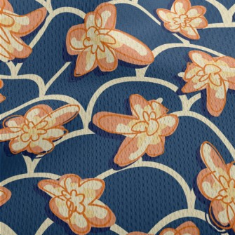 Hand Drawn Flowers And Waves Athletic Mesh Flat Back