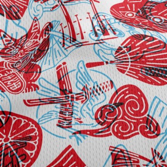 Japanese Style Seal Athletic Mesh Flat Back