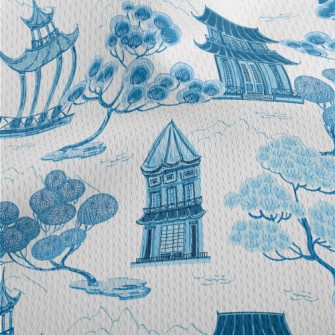Retro Chinese Landscape Athletic Mesh Flat Back