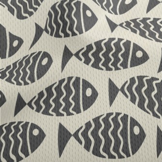 Cartoon Fish Silhouette Athletic Mesh Flat Back