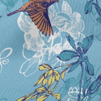 Hand Drawn Sparrow And Cage Terry