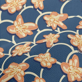 Hand Drawn Flowers And Waves Performance Linen