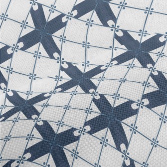 Hand Painted Tile Pattern Performance Linen