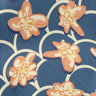 Hand Drawn Flowers And Waves Standard Corduroy