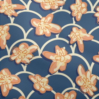 Hand Drawn Flowers And Waves Dobby