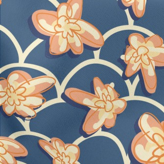 Hand Drawn Flowers And Waves Stretch Ponte