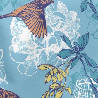 Hand Drawn Sparrow And Cage Stretch Ponte