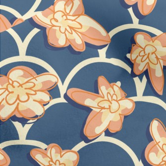 Hand Drawn Flowers And Waves Micro Fleece