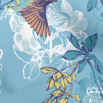 Hand Drawn Sparrow And Cage Micro Fleece