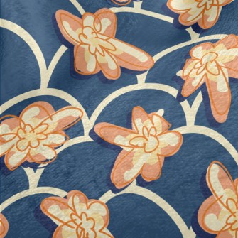 Hand Drawn Flowers And Waves Minky