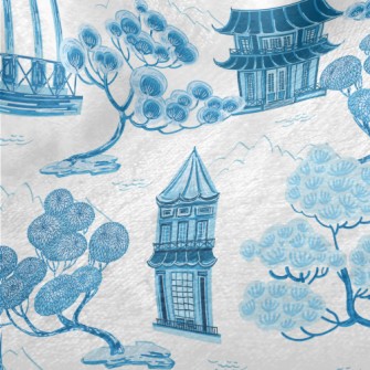 Retro Chinese Landscape Minky