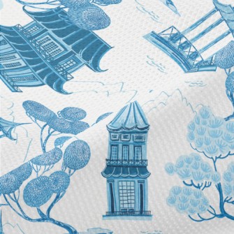 Retro Chinese Landscape Piqué
