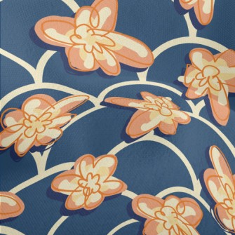 Hand Drawn Flowers And Waves Lightweight Performance Linen