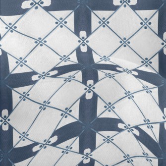 Hand Painted Tile Pattern Lightweight Performance Linen