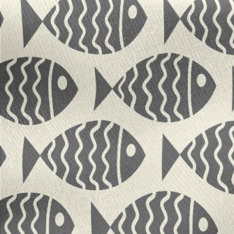 Cartoon Fish Silhouette Jersey Backed Fleece