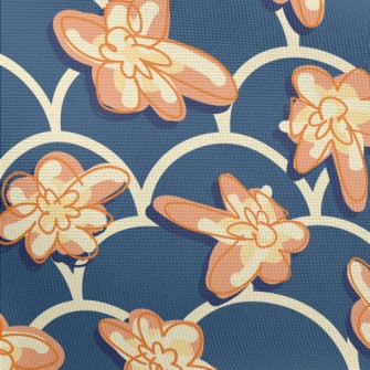 Hand Drawn Flowers And Waves Pongee