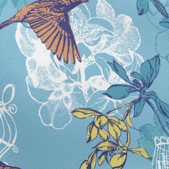 Hand Drawn Sparrow And Cage Pongee