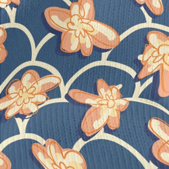 Hand Drawn Flowers And Waves Stretch Jersey