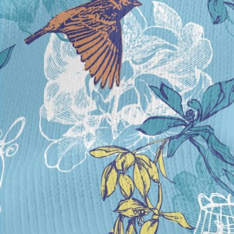 Hand Drawn Sparrow And Cage Stretch Jersey