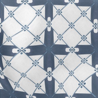 Hand Painted Tile Pattern Lightweight Cotton Poplin