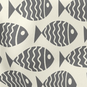 Cartoon Fish Silhouette Lightweight Cotton Poplin