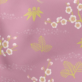 Elegant Japanese Cherry Blosso Lightweight Cotton Poplin