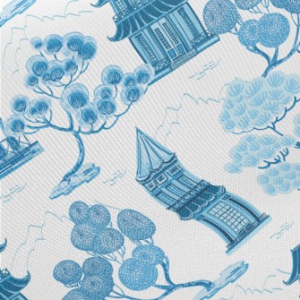 Retro Chinese Landscape Midweight Cotton Poplin