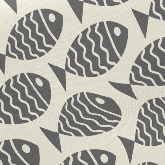 Cartoon Fish Silhouette Midweight Cotton Poplin