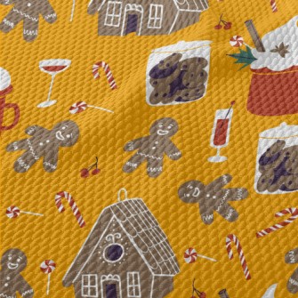 Merry Christmas Gingerbread Birdseye Piqué