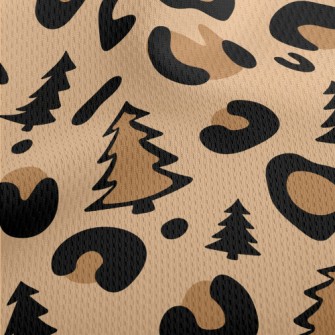 Leopard Print Christmas Tree Athletic Mesh Flat Back