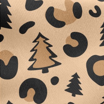 Leopard Print Christmas Tree Jersey Backed Fleece