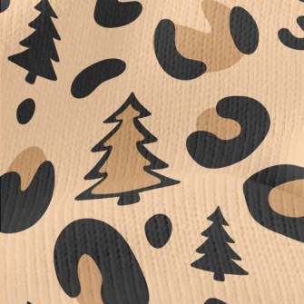 Leopard Print Christmas Tree Stretch Jersey