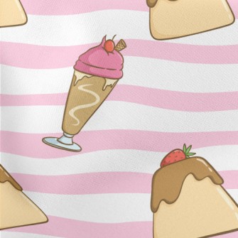 Cute Dessert Sundae Lightweight Cotton Poplin