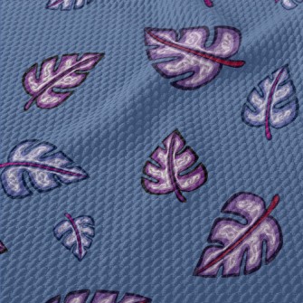 Watercolor Hand Painted Leaves Birdseye Piqué