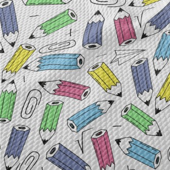 Colorful Pencils And Paper Cli Birdseye Piqué