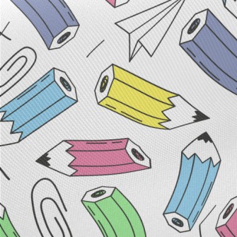 Colorful Pencils And Paper Cli Twill