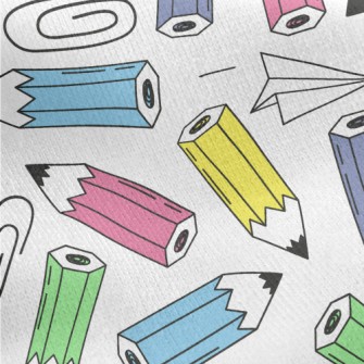 Colorful Pencils And Paper Cli Jersey Backed Fleece