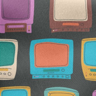 Retro Old Tv Jersey Backed Fleece