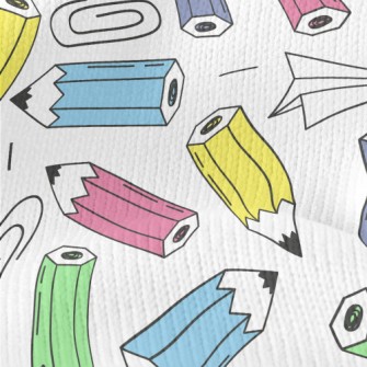 Colorful Pencils And Paper Cli Stretch Jersey