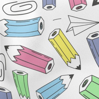 Colorful Pencils And Paper Cli Lightweight Cotton Poplin
