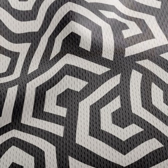 Black And White Hypnotic Maze Athletic Mesh Flat Back