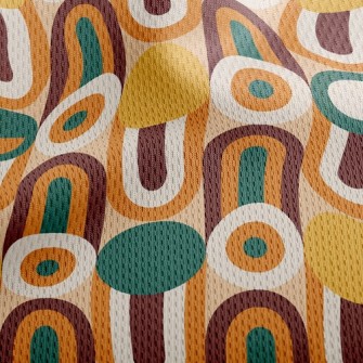 Circle Wavy Lines Athletic Mesh Flat Back