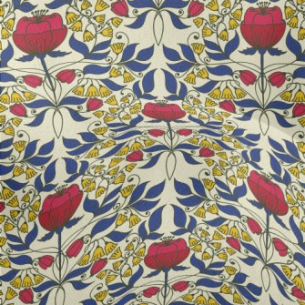 Bright Flower Tiles Lightweight Performance Linen