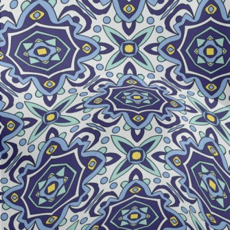 Portuguese Traditional Tiles Lightweight Performance Linen