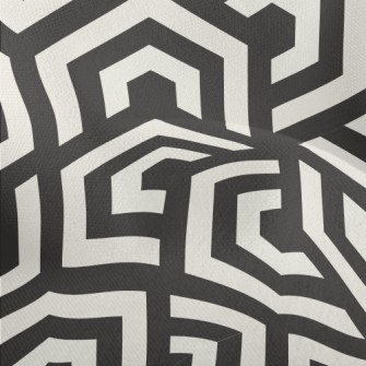 Black And White Hypnotic Maze Lightweight Performance Linen
