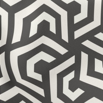 Black And White Hypnotic Maze Lightweight Cotton Poplin