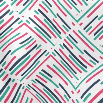 Three Color Intersecting Lines Lightweight Cotton Poplin