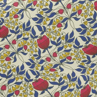 Bright Flower Tiles Midweight Cotton Poplin
